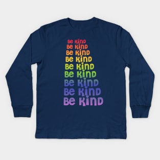 Be Kind Repeating Rainbow Pattern Kids Long Sleeve T-Shirt